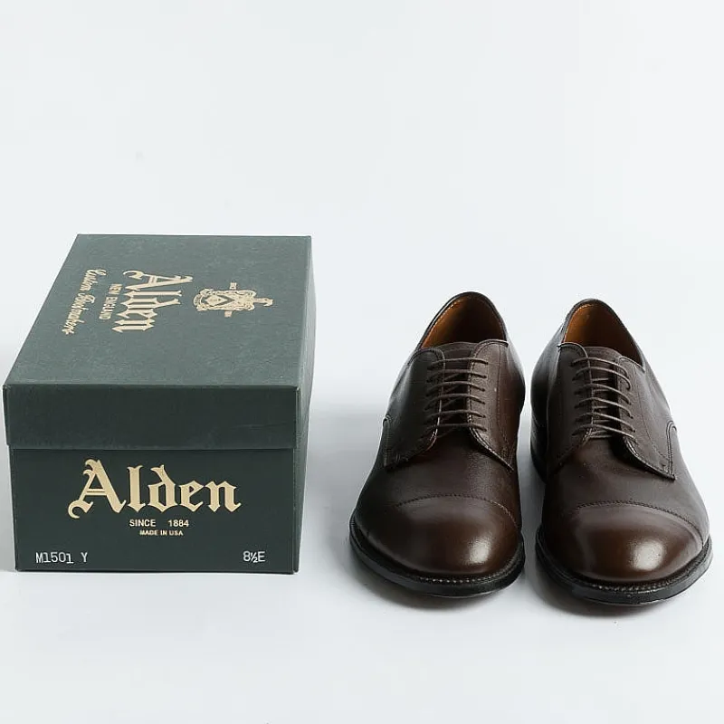 Alden - M1501Y - Derby Con Puntale Forma Ergonomica - Vitello Marrone<Collezione Scarpe Uomo Allacciate