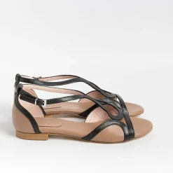 Anna F. - Sandali Bassi 3671 - Camelia Nero<Collezione Scarpe Donna Sandali Bassi