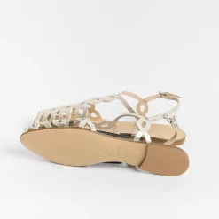 Anna F. - Sandali Bassi 3628 - Laminato Platino<Collezione Scarpe Donna Sandali Bassi