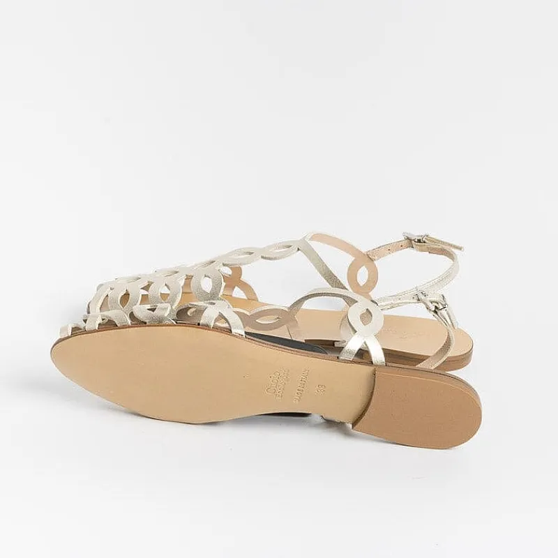 Anna F. - Sandali Bassi 3628 - Laminato Platino<Collezione Scarpe Donna Sandali Bassi