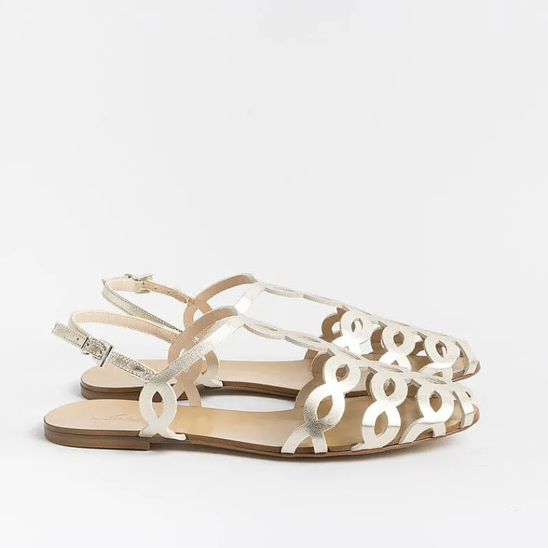 Anna F. - Sandali Bassi 3628 - Laminato Platino<Collezione Scarpe Donna Cerimonia - Scarpe E Pochette