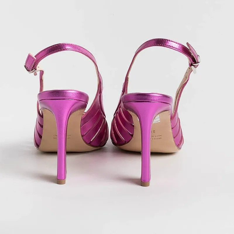 Anna F. - Sandali Con Tacco- 3656 - Laminato Fucsia<Collezione Scarpe Donna Sandali Con Tacco