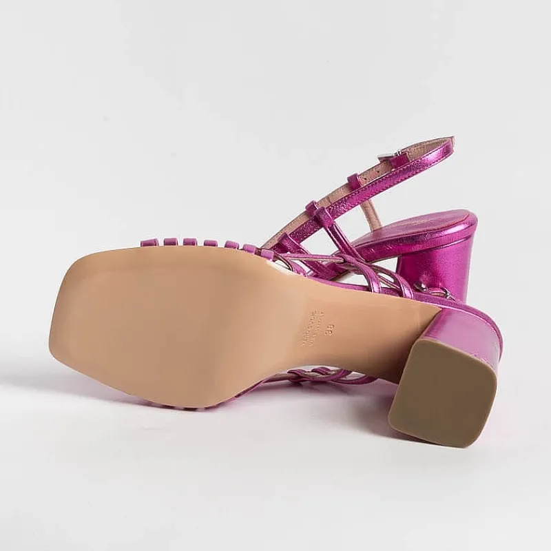 Anna F. - Sandali Con Tacco- 3623 - Laminato Fucsia<Collezione Scarpe Donna Sandali Con Tacco