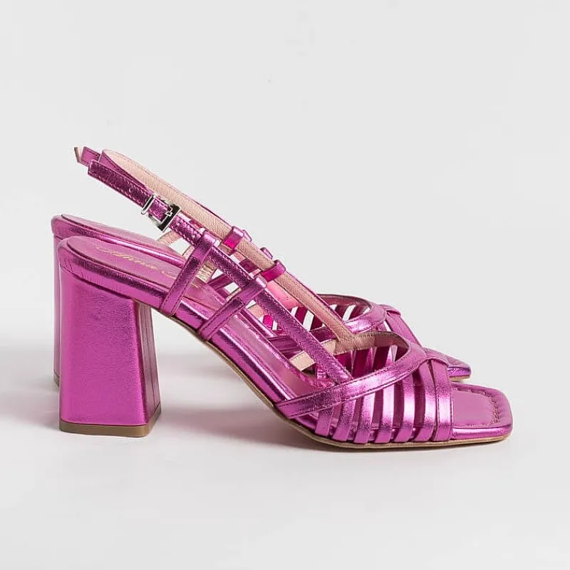 Anna F. - Sandali Con Tacco- 3623 - Laminato Fucsia<Collezione Scarpe Donna Sandali Con Tacco