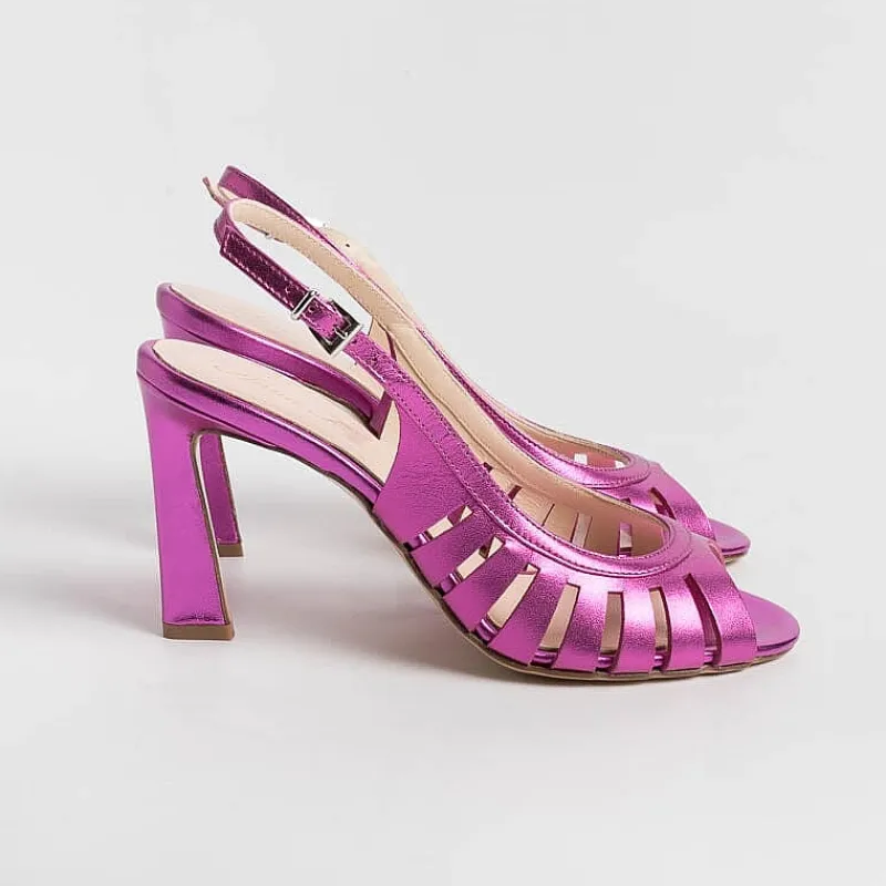 Anna F. - Sandali Con Tacco- 3656 - Laminato Fucsia<Collezione Scarpe Donna Cerimonia - Scarpe E Pochette