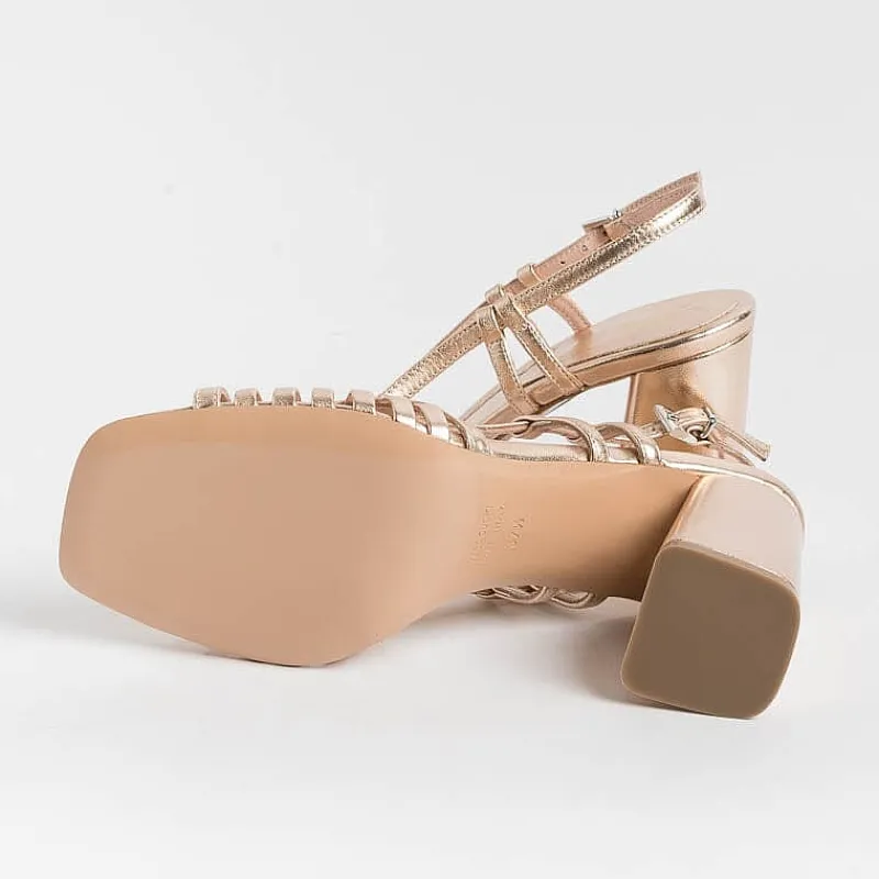Anna F. - Sandali Con Tacco - 3623 - Laminato Cipria<Collezione Scarpe Donna Cerimonia - Scarpe E Pochette