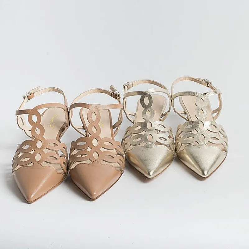 Anna F. - Sling Back - 1483 - Laminato Platino<Collezione Scarpe Donna Sposa