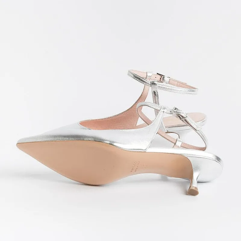 Anna F. - Slingback - 1411 - Laminato Argento<Collezione Scarpe Donna Sposa