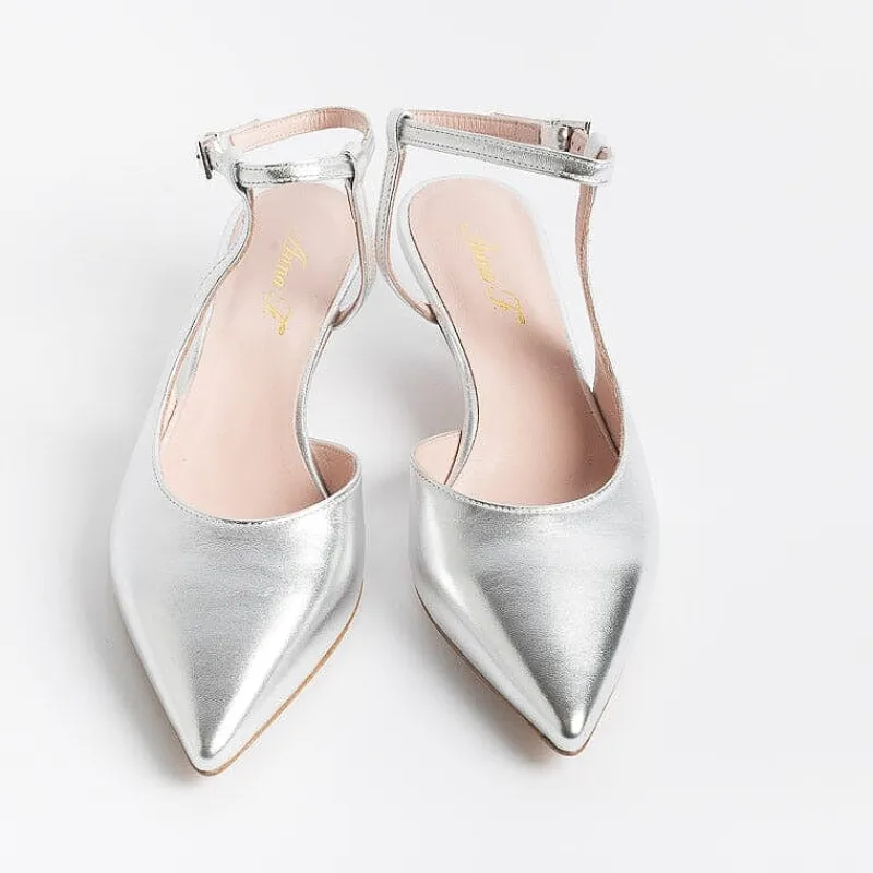 Anna F. - Slingback - 1411 - Laminato Argento<Collezione Scarpe Donna Cerimonia - Scarpe E Pochette