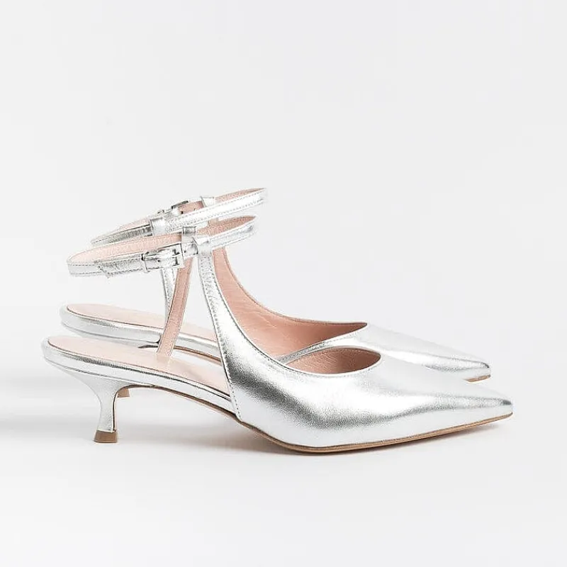 Anna F. - Slingback - 1411 - Laminato Argento<Collezione Scarpe Donna Cerimonia - Scarpe E Pochette