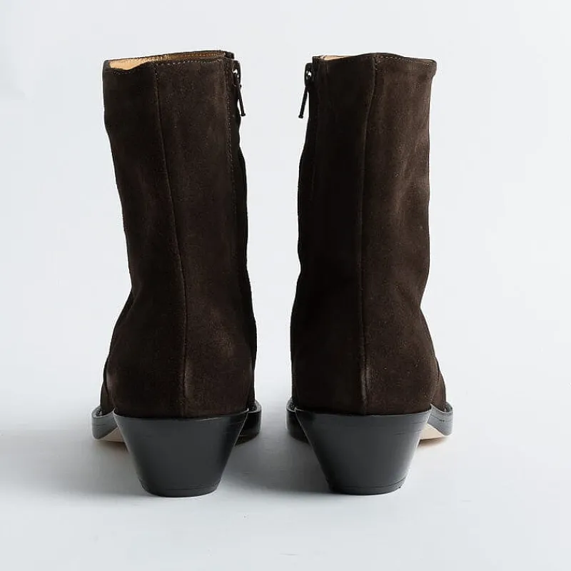 Anna F. Anna F - Stivaletto Texano - 9677 - Velour Testa Di Moro<Collezione Scarpe Donna Stivaletti
