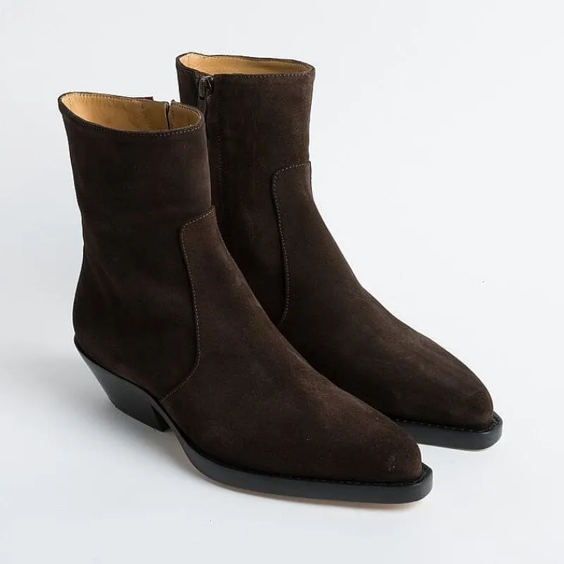 Anna F. Anna F - Stivaletto Texano - 9677 - Velour Testa Di Moro<Collezione Scarpe Donna Texani