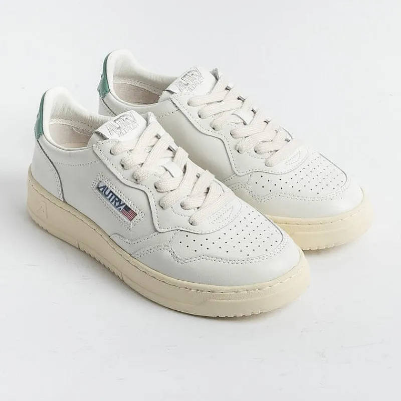 AUTRY - Collezione donna Autry - Aulw Ll56 - Sneakers Low Wom All Leat - Bianco Verde Malachite<Collezione Scarpe Donna Sneakers