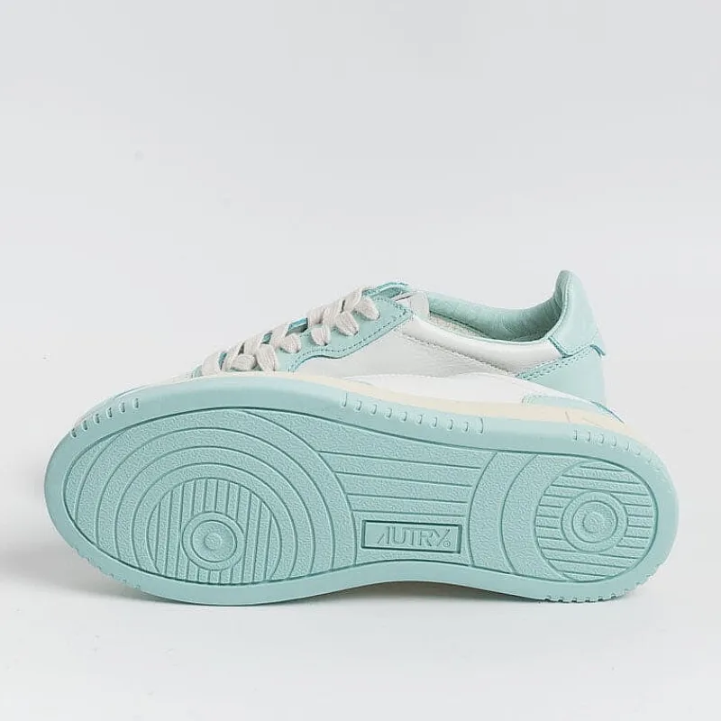 AUTRY - Collezione donna Autry - Aulw Wb20 - Sneakers Low Wom Leat - Bianco / Turchese<Collezione Scarpe Donna Sneakers