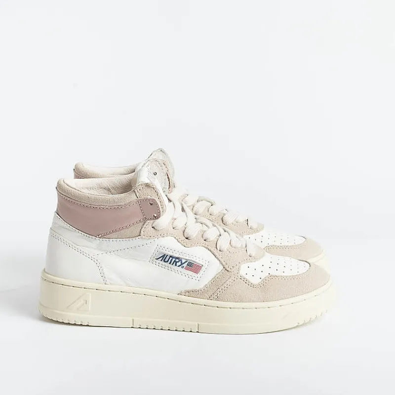 AUTRY - Collezione donna Autry - Aumw Gs02 - Sneakers Mid Wom Goat - Bianco Rosa<Collezione Scarpe Donna Sneakers