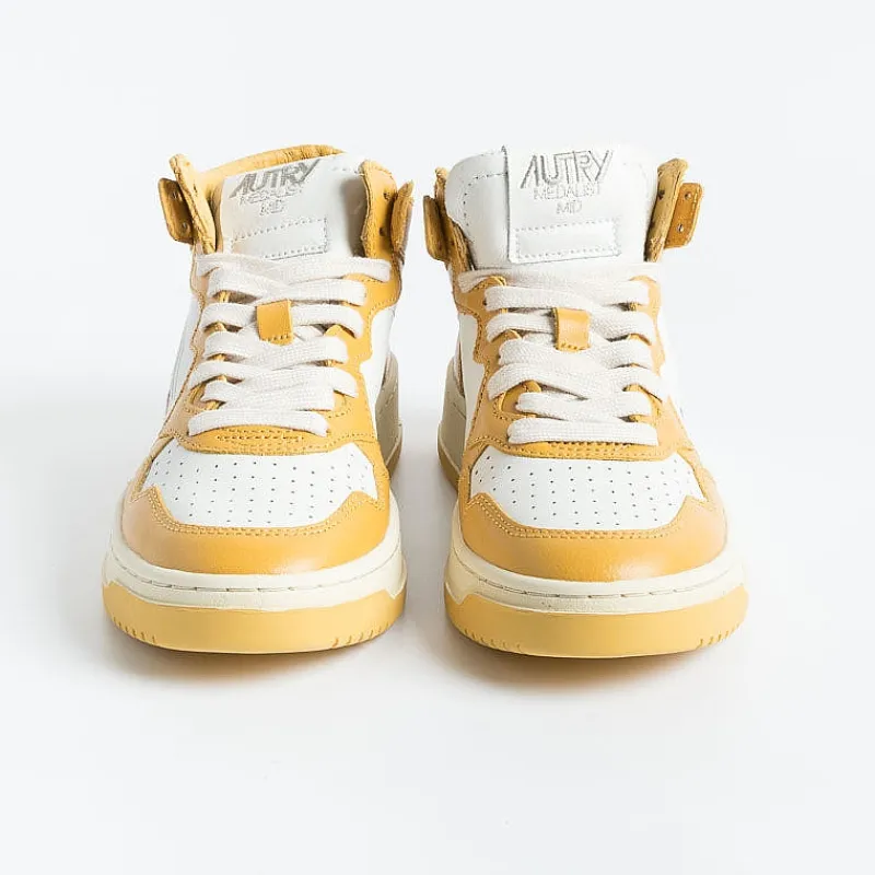 AUTRY - Collezione donna Autry - Aumw Wb12 - Sneakers Mid Wom Leat - Mustard<Collezione Scarpe Donna Sneakers