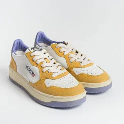 AUTRY - Collezione uomo Autry - Sneakers Avlm Cl03 - Low Man Crack Leat Vintage - Bianco Giallo Viola<Collezione Scarpe Uomo Sneakers