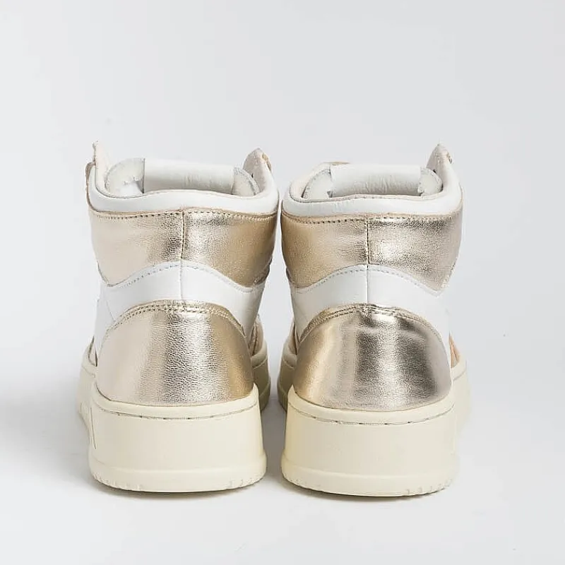 AUTRY - Collezione donna Autry Aumw Wb16 -Sneakers Mid Wom Leat/Leat - Bianco Platino<Collezione Scarpe Donna Sneakers