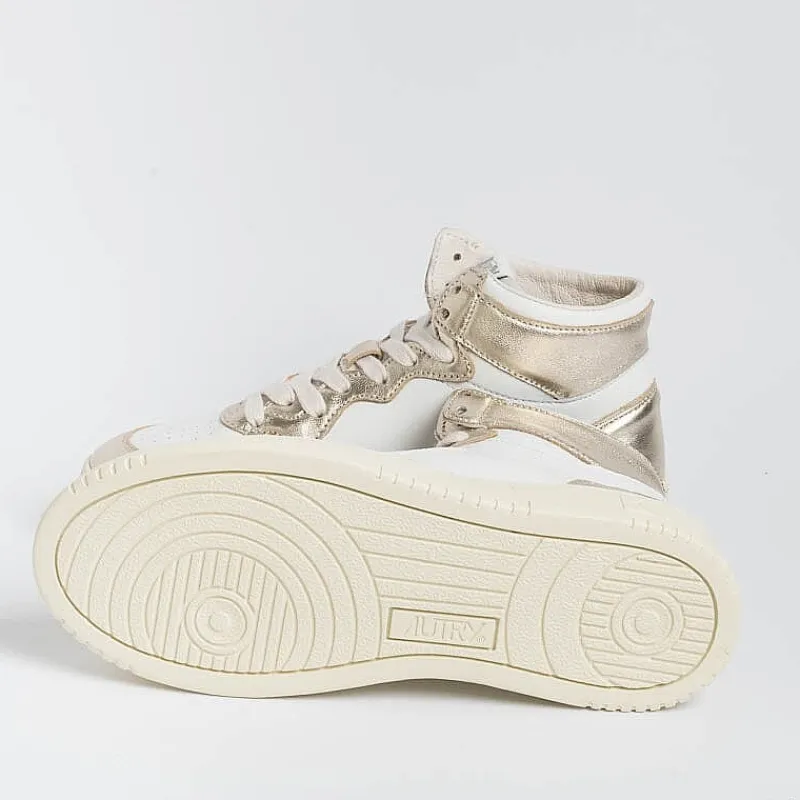 AUTRY - Collezione donna Autry Aumw Wb16 -Sneakers Mid Wom Leat/Leat - Bianco Platino<Collezione Scarpe Donna Sneakers