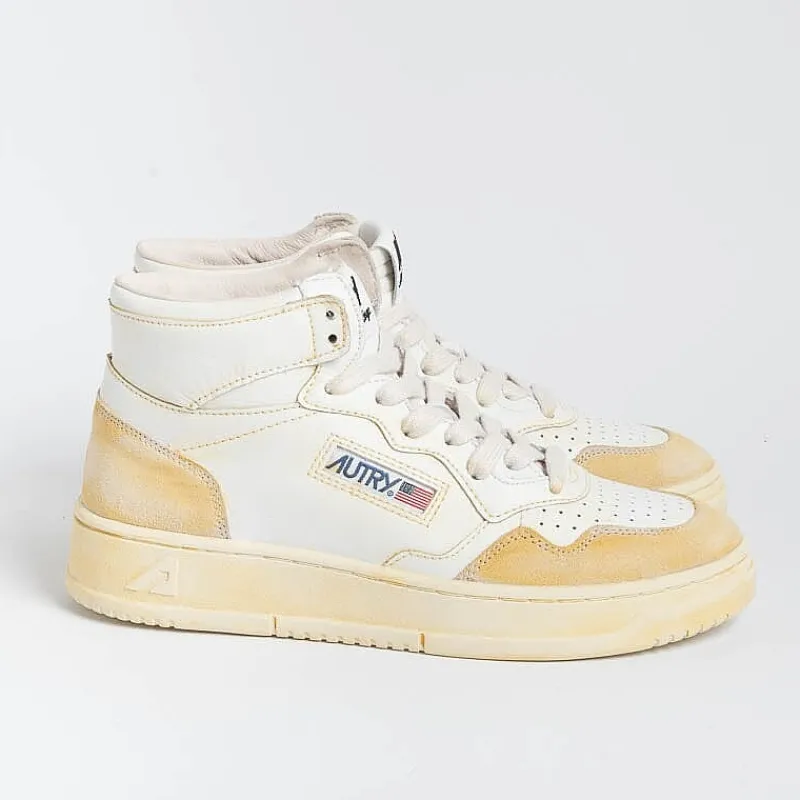 AUTRY - Collezione donna Autry Avmw Yl01 - Sneakers Mid Wom Leat/Leat - Super Vintage - Bianco<Collezione Scarpe Donna Sneakers
