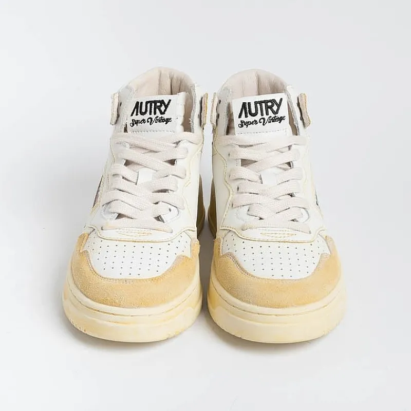 AUTRY - Collezione donna Autry Avmw Yl01 - Sneakers Mid Wom Leat/Leat - Super Vintage - Bianco<Collezione Scarpe Donna Sneakers