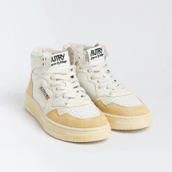 AUTRY - Collezione donna Autry Avmw Yl01 - Sneakers Mid Wom Leat/Leat - Super Vintage - Bianco<Collezione Scarpe Donna Sneakers