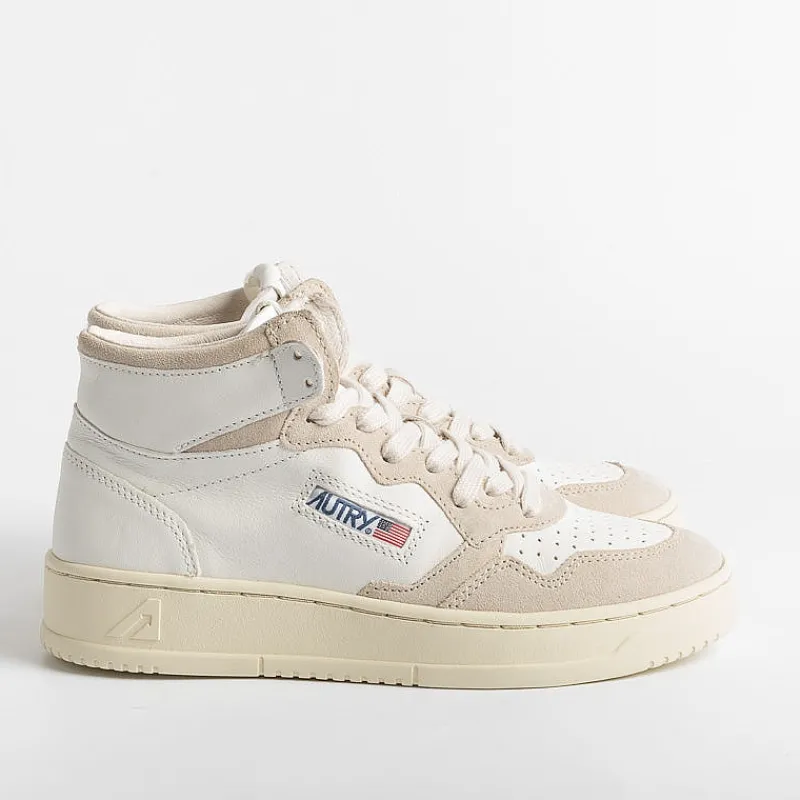 AUTRY - Collezione donna Autry Gs04 - Sneakers Mid Wom Goat/Suede - Bianco<Collezione Scarpe Donna Sneakers