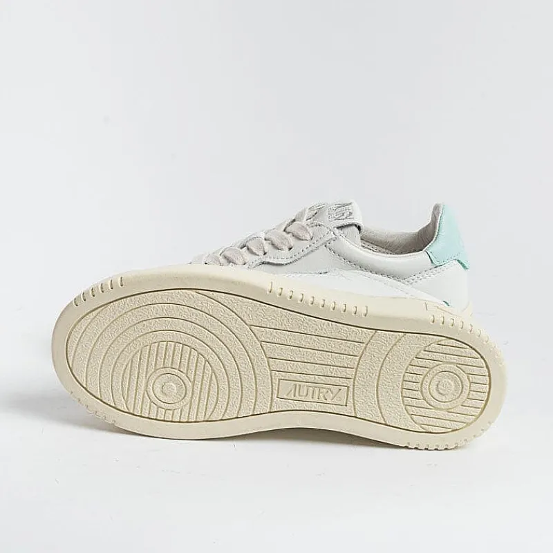 AUTRY - Collezione donna Autry -Sneakers Kulk Ll17 - Low Kid - Leath/Leat - Bianco Turchese<Collezione Scarpe Donna Sneakers
