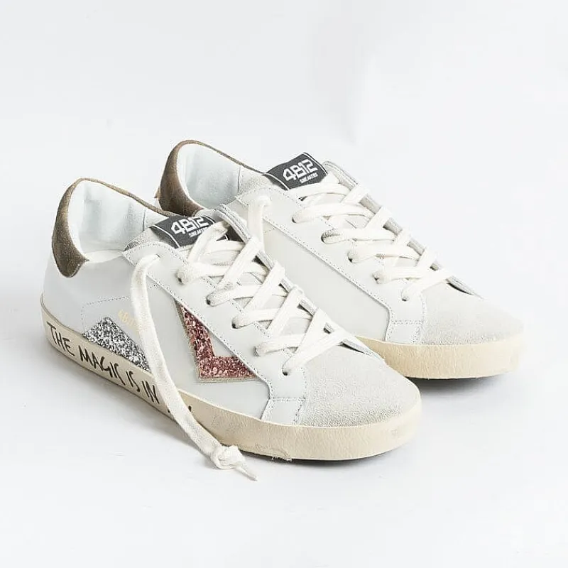 4B12 - Sneakers - Suprime Dbs110 - Bianco Glitter<Collezione Scarpe Donna Sneakers