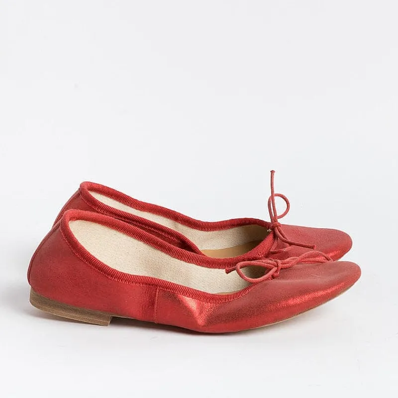 BY A - Ballerina - 4111 - Rosso Laminato<Collezione Scarpe Donna Ballerine