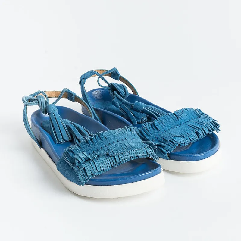 BY A - Sandali Bassi - 7070 - Camoscio Oltremare<Collezione Scarpe Donna Sandali Bassi