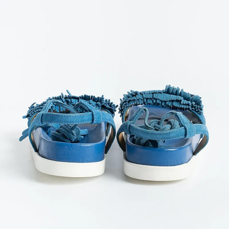 BY A - Sandali Bassi - 7070 - Camoscio Oltremare<Collezione Scarpe Donna Sandali Bassi
