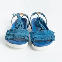 BY A - Sandali Bassi - 7070 - Camoscio Oltremare<Collezione Scarpe Donna Sandali Bassi