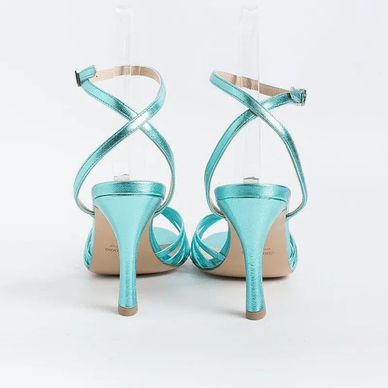 CAPPELLETTO 1948 Cappellettoshop - Sandali Con Tacco - Venere 14 - Laminato Azzurro<Collezione Scarpe Donna Sandali Con Tacco