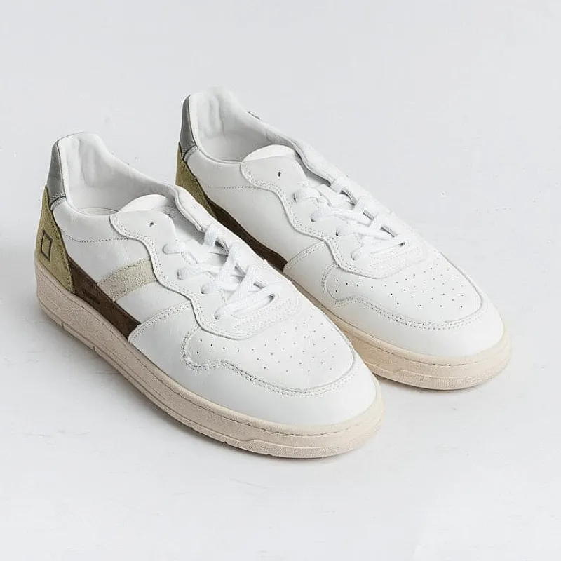 DATE - Sneakers - Court 2.0 - Vintage Calf White Army<Collezione Scarpe Uomo Sneakers