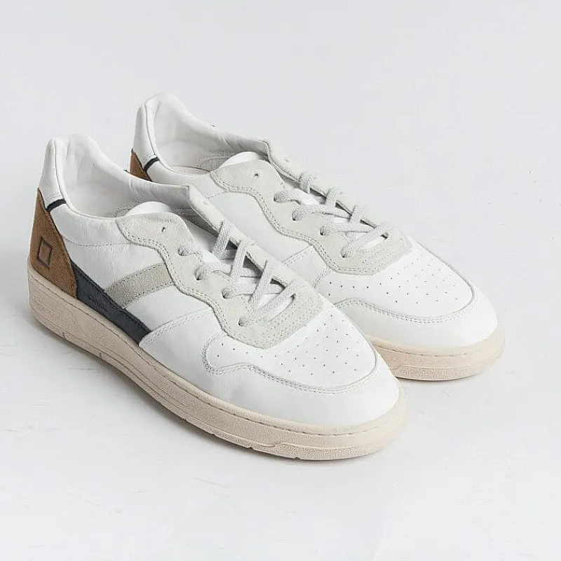 DATE - Sneakers - Court 2.0 - Vintage Calf White Camel<Collezione Scarpe Uomo Sneakers
