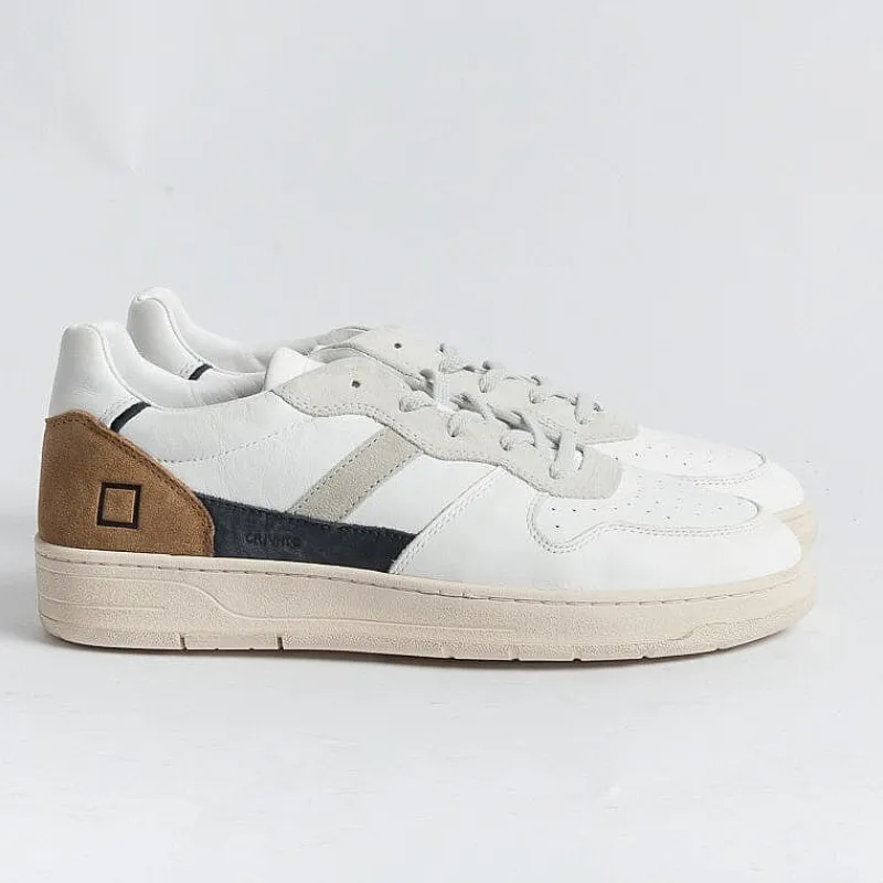 DATE - Sneakers - Court 2.0 - Vintage Calf White Camel<Collezione Scarpe Uomo Sneakers