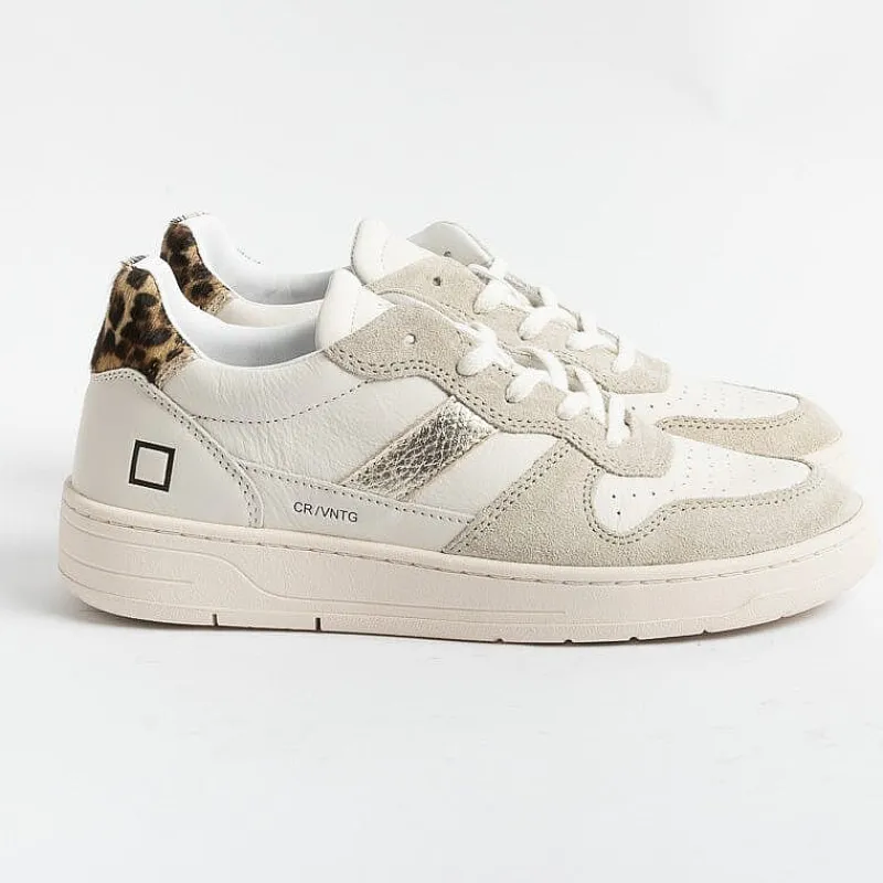 DATE - Sneakers - Court 2.0 Vintage Calf - Avorio Leopard<Collezione Scarpe Donna Sneakers