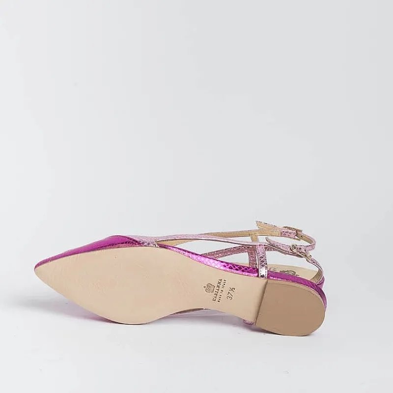 L'Arianna L' Arianna - Sling Back - Ch2006 - Serpente Laminato Fuxia<Collezione Scarpe Donna Cerimonia - Scarpe E Pochette