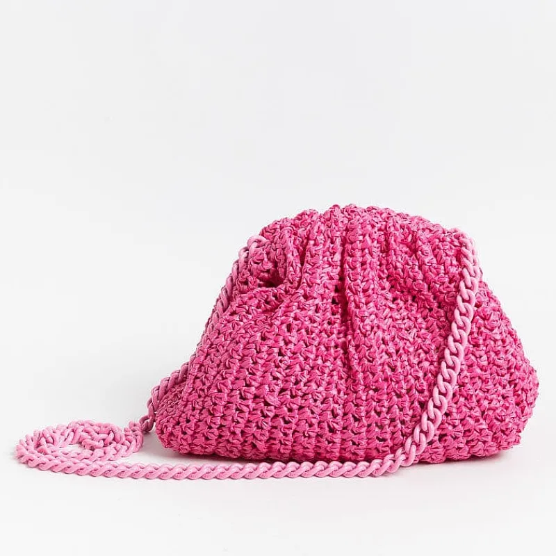 MARIA LA ROSA - Borsa A Tracolla - Mini Game Crochet - Fuchsia<Collezione Borse Donna Clutch
