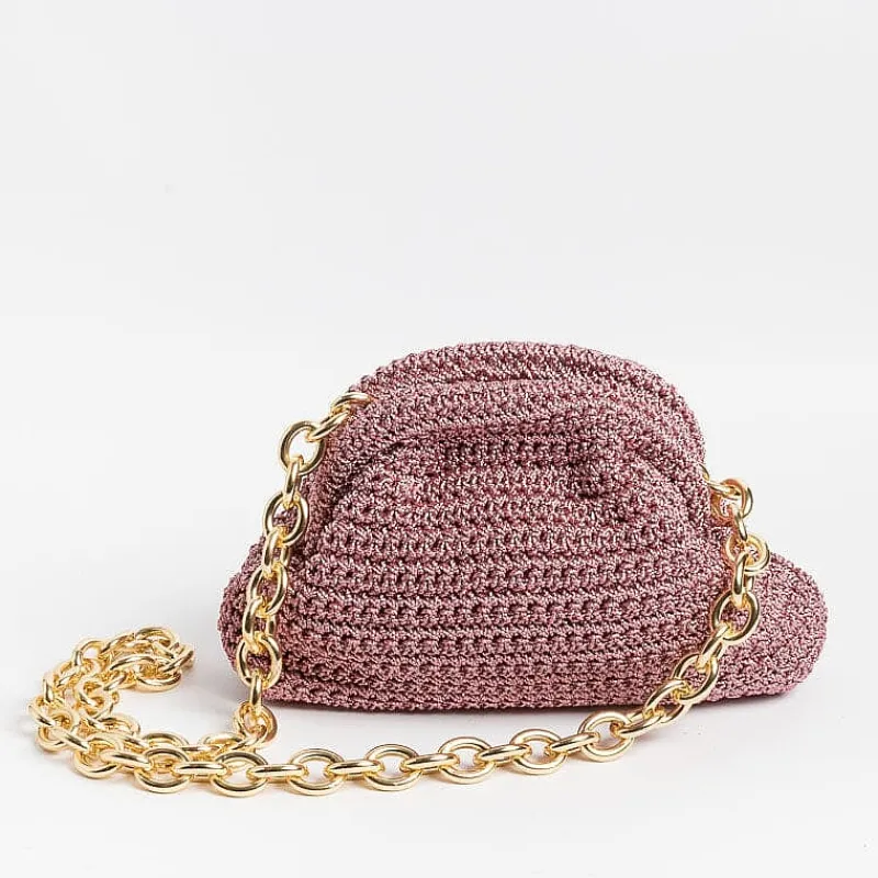 MARIA LA ROSA - Borsa A Tracolla - Mini Game Metallic - Rosa<Collezione Borse Donna Clutch