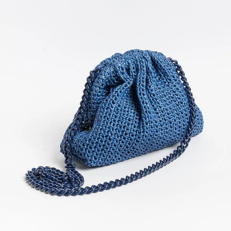 MARIA LA ROSA - Borsa A Tracolla - Mini Game Crochet - Blue<Collezione Borse Donna Mini Bags