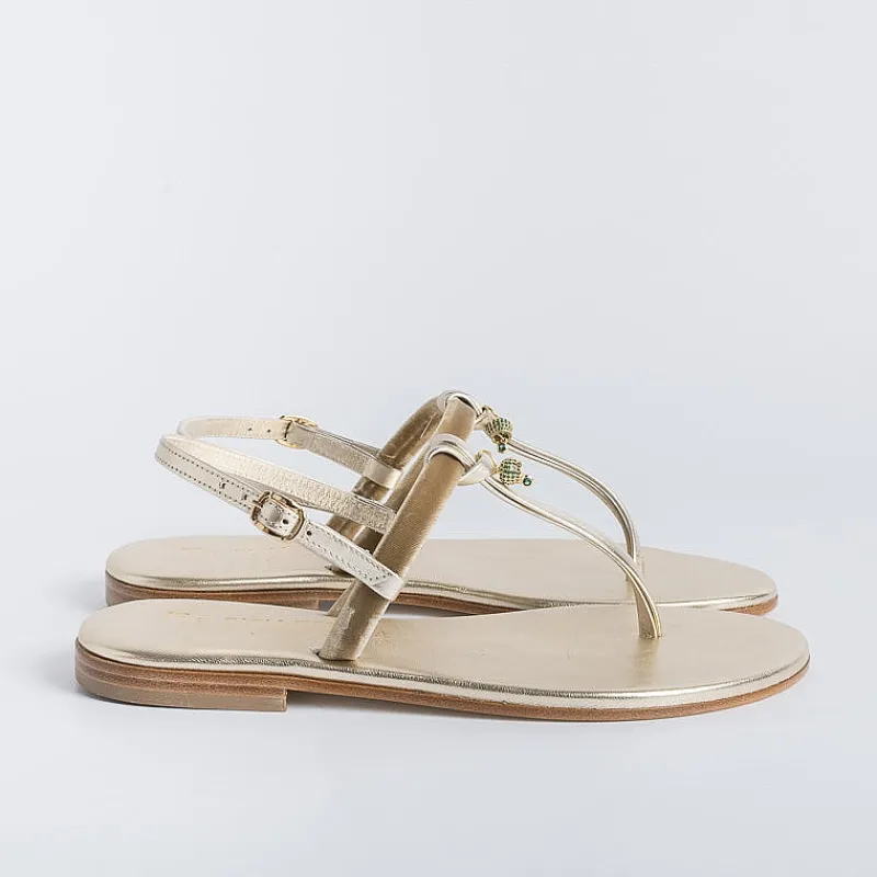 PAOLA FIORENZA - Sandali Bassi Infradito - Bs05 - Platino/Verde<Collezione Scarpe Donna Infradito