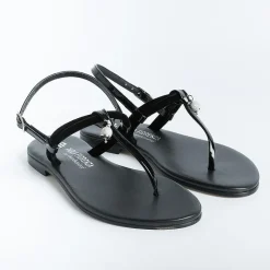 PAOLA FIORENZA - Sandali Bassi Infradito Bs05 Nodino - Velluto - Nero<Collezione Scarpe Donna Sandali Bassi