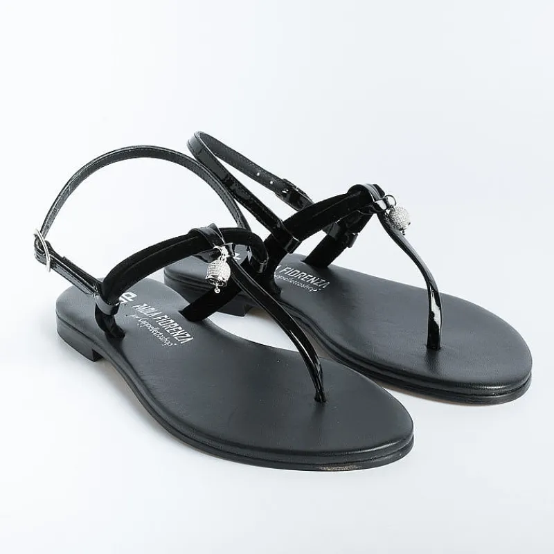 PAOLA FIORENZA - Sandali Bassi Infradito Bs05 Nodino - Velluto - Nero<Collezione Scarpe Donna Sandali Bassi