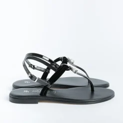 PAOLA FIORENZA - Sandali Bassi Infradito Bs05 Nodino - Velluto - Nero<Collezione Scarpe Donna Sandali Bassi