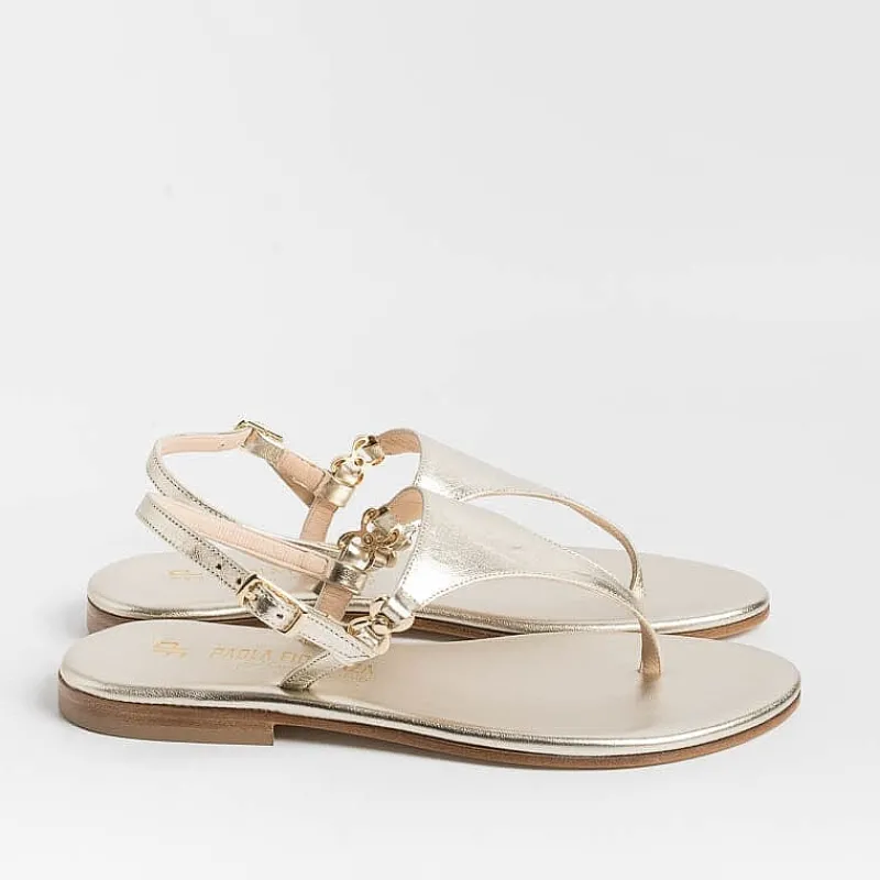 PAOLA FIORENZA - Sandali Bassi Infradito Triangolo - Platino<Collezione Scarpe Donna Sandali Bassi