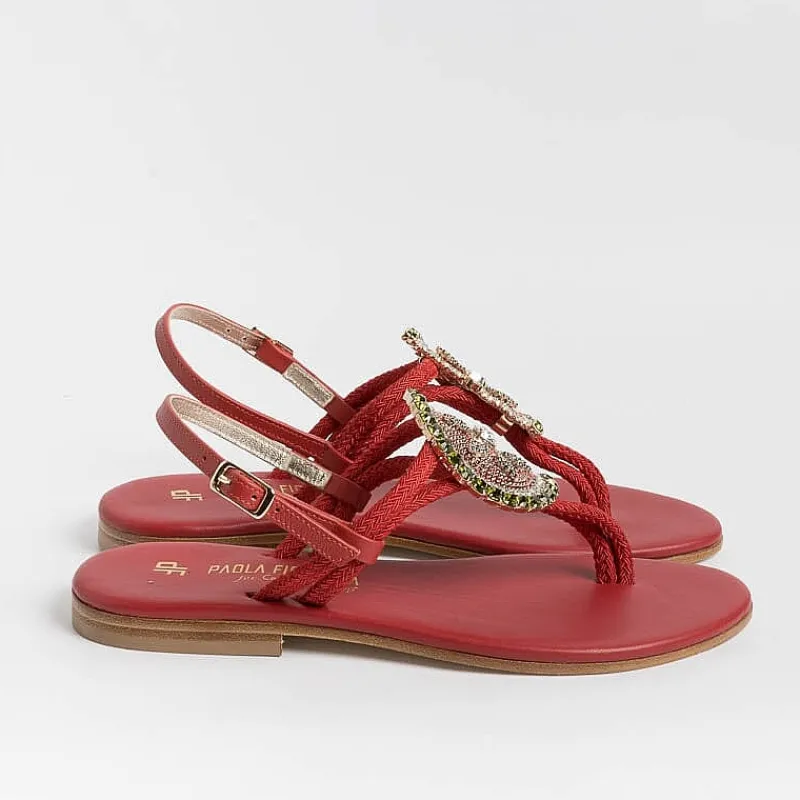PAOLA FIORENZA - Sandali Bassi Infradito - Fb1001 - Rosso<Collezione Scarpe Donna Infradito