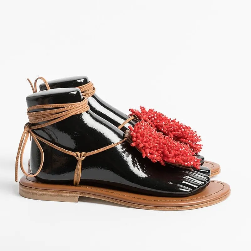 PAOLA FIORENZA - Sandali Bassi Infradito - Ss2346 Cuoio Rosso<Collezione Scarpe Donna Infradito