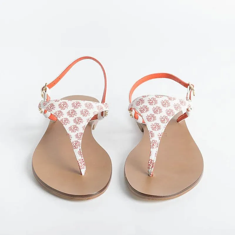 PAOLA FIORENZA - Sandali Bassi Infradito Triangolo - Corallo<Collezione Scarpe Donna Sandali Bassi